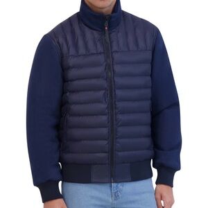 NEW Robert Graham Quilted Bomber Jacket Mens Size M Navy Blue Vibrantly Lined